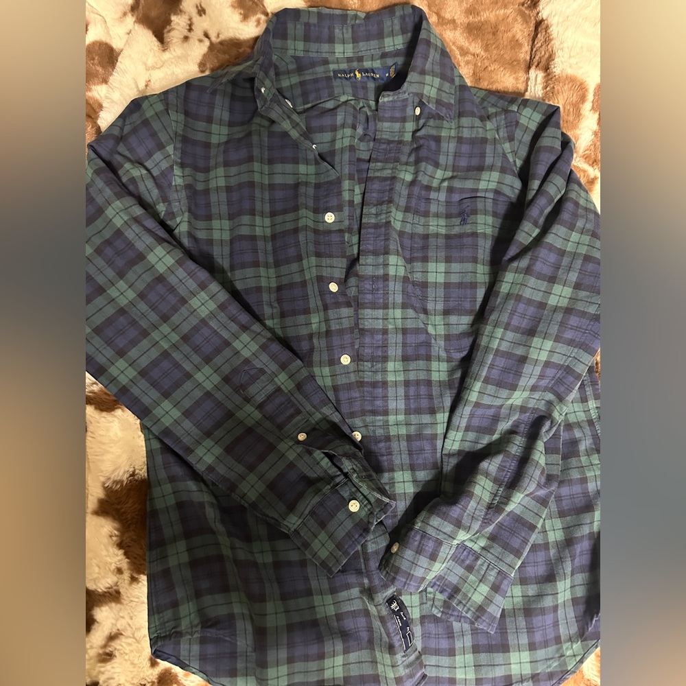 Polo Ralph Lauren Blue and Green Plaid Shirt